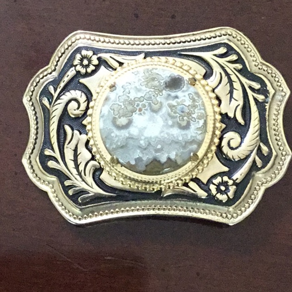 Vintage Gold-Tone Stone Belt Buckle